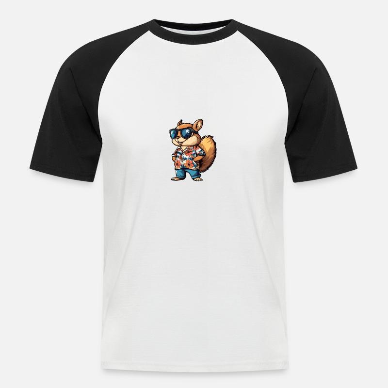 Squirrel Comic Cool Summer - Men's Baseball T-Shirt - white/black