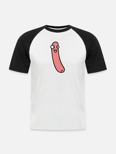 Funny Sausage - Men's Baseball T-Shirt - white/black