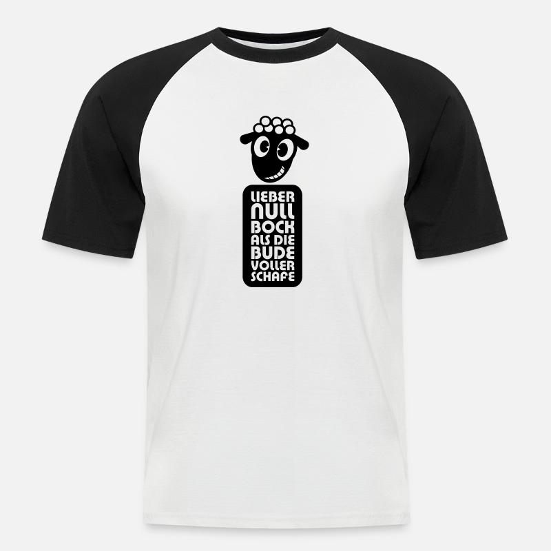 Null Bock - Männer Baseball-T-Shirt - Weiß/Schwarz