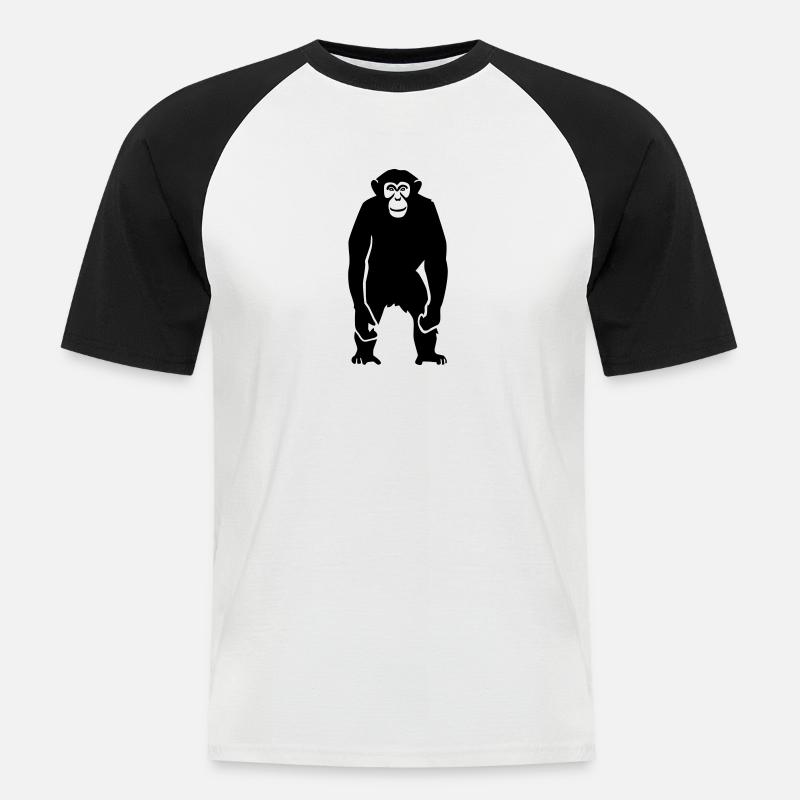 Affe - Männer Baseball-T-Shirt - Weiß/Schwarz