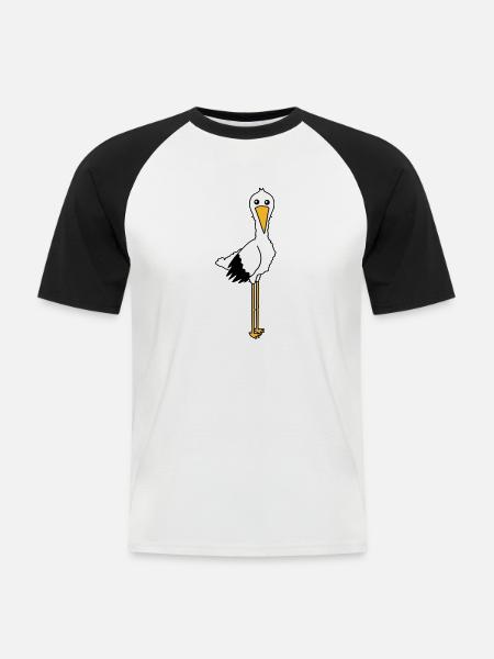 stork - T-shirt baseball manches courtes Homme - blanc/noir