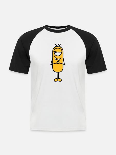 Monster - Männer Baseball-T-Shirt - Weiß/Schwarz