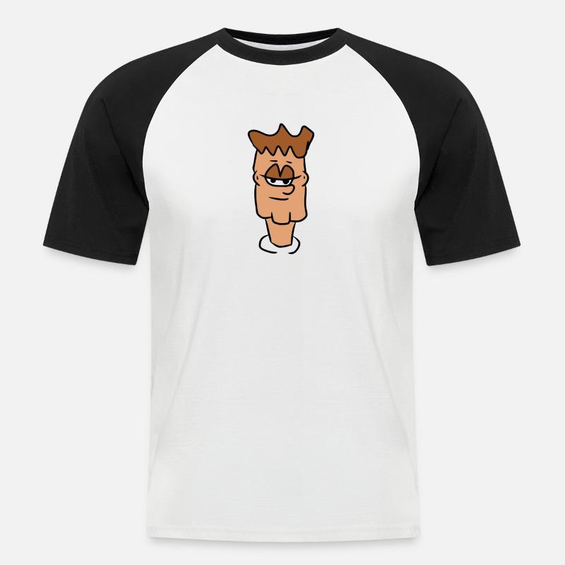 Bunter Comic Kopf - Männer Baseball-T-Shirt - Weiß/Schwarz
