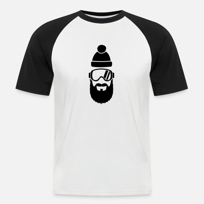Ski - Männer Baseball-T-Shirt - Weiß/Schwarz