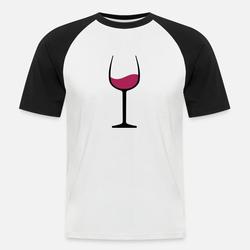 Wein - Männer Baseball-T-Shirt - Weiß/Schwarz