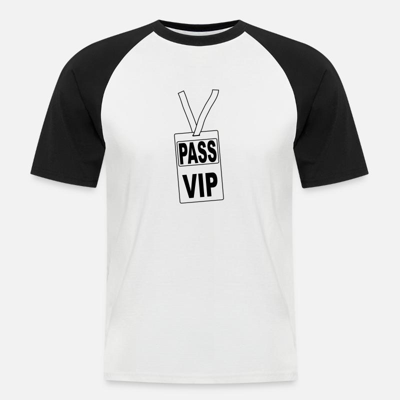 pass_vip_pv1 - Männer Baseball-T-Shirt - Weiß/Schwarz