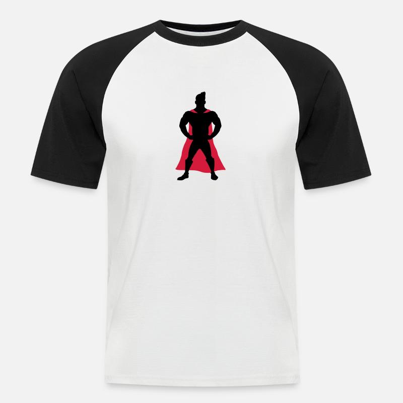 Superhero - Männer Baseball-T-Shirt - Weiß/Schwarz