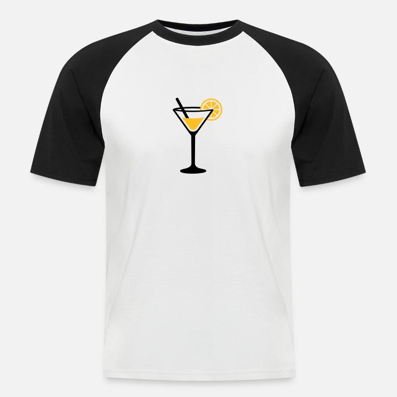 Cocktail - Männer Baseball-T-Shirt - Weiß/Schwarz