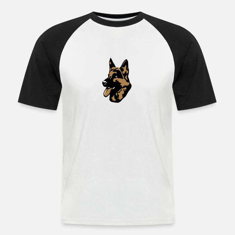 Hund Dobermann - Männer Baseball-T-Shirt - Weiß/Schwarz