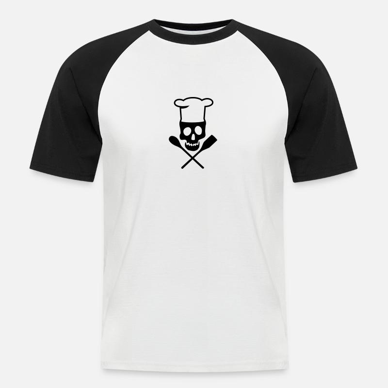 Koch - Männer Baseball-T-Shirt - Weiß/Schwarz