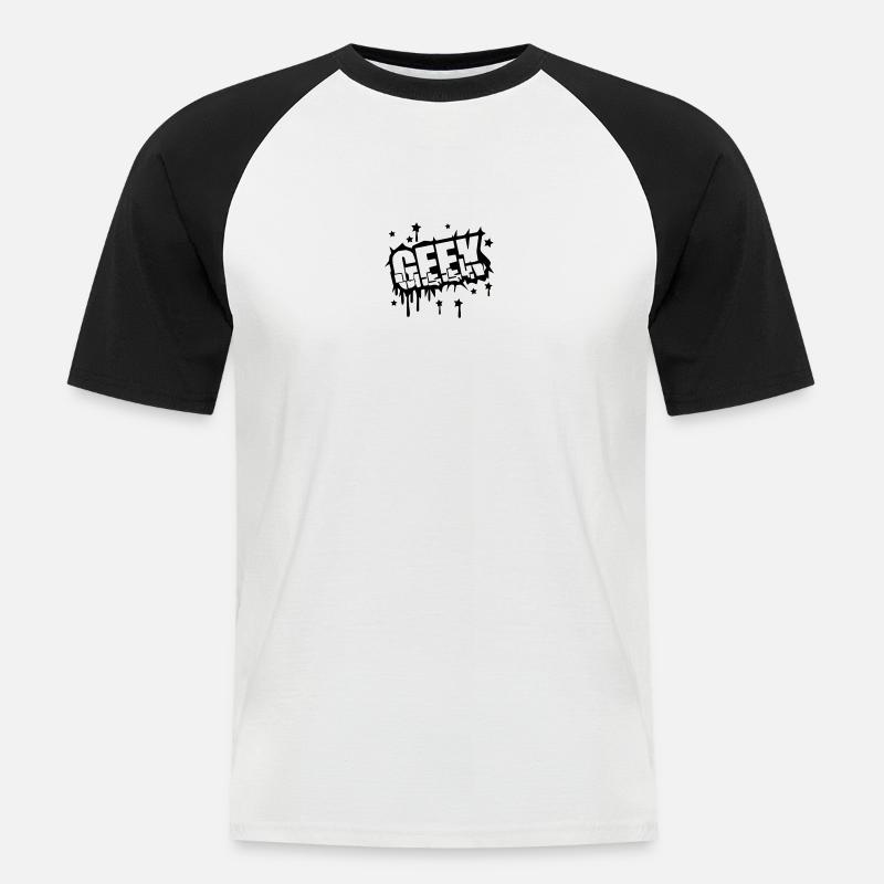 Geek Zerbrochenes Graffiti Design - Men's Baseball T-Shirt - white/black