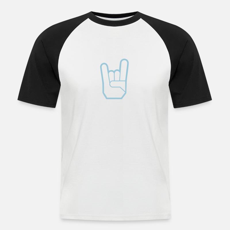 Rock Hand Pommesgabel Devilhand - Männer Baseball-T-Shirt - Weiß/Schwarz