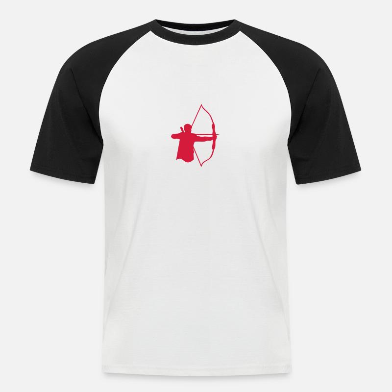 Bogenschießen Bogenschießen Logo bogenschieben6 - Männer Baseball-T-Shirt - Weiß/Schwarz
