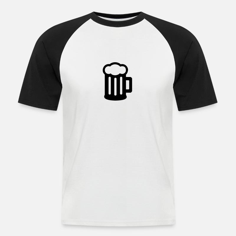 Bier - Männer Baseball-T-Shirt - Weiß/Schwarz