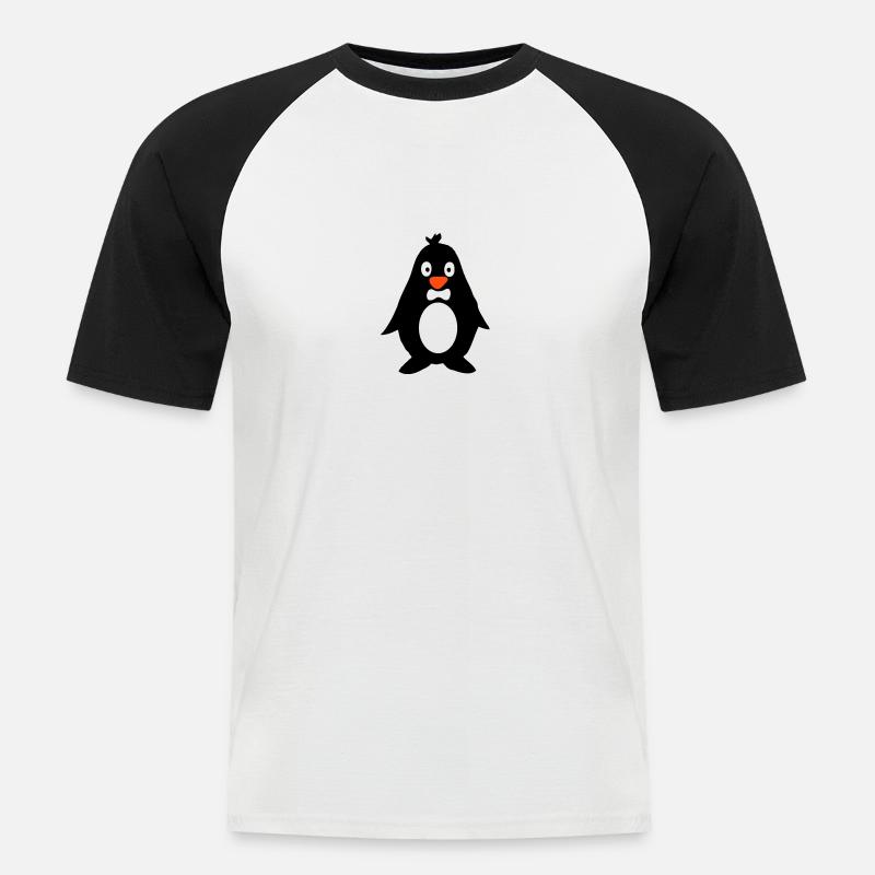 pinguin - Männer Baseball-T-Shirt - Weiß/Schwarz