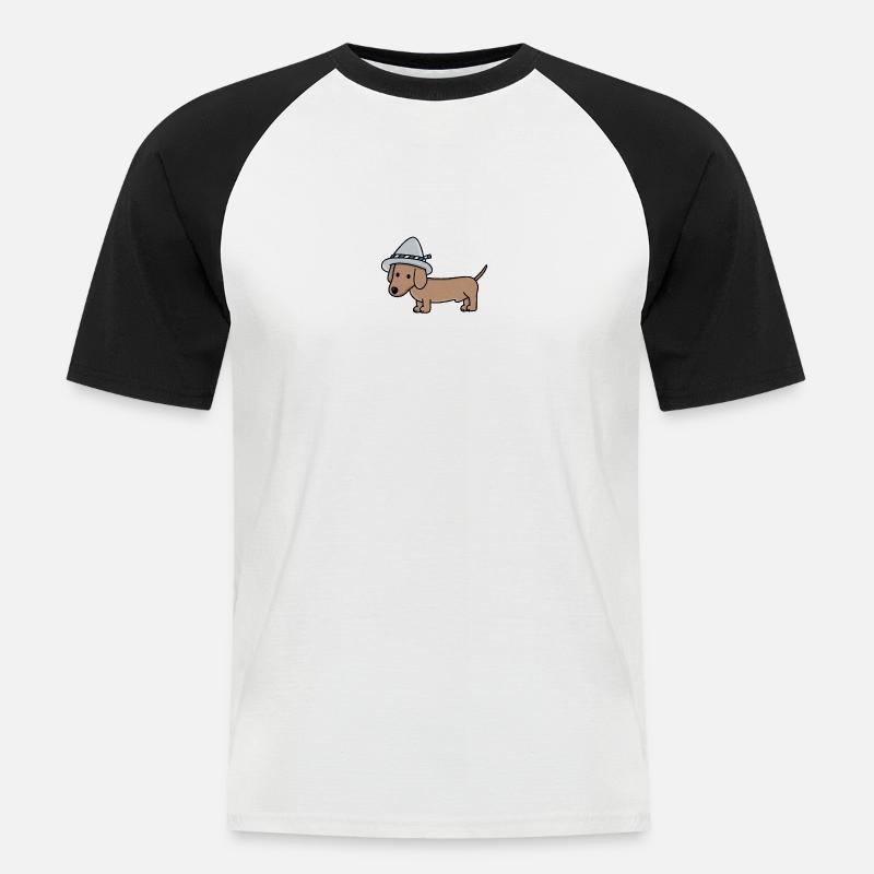 German Dackel - Männer Baseball-T-Shirt - Weiß/Schwarz