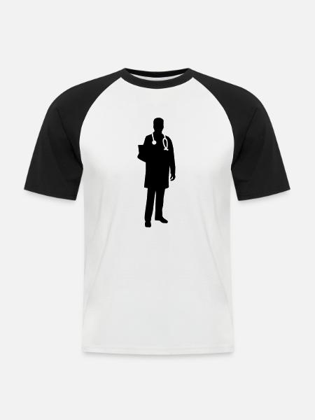 Arzt - Männer Baseball-T-Shirt - Weiß/Schwarz