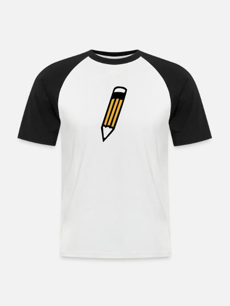 crayon - T-shirt baseball manches courtes Homme - blanc/noir