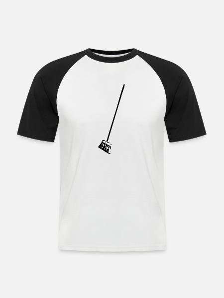 Besen - Männer Baseball-T-Shirt - Weiß/Schwarz
