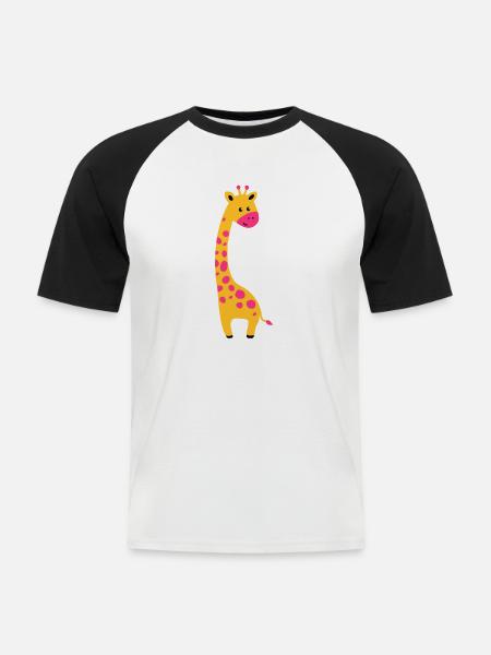 cute giraffe - Männer Baseball-T-Shirt - Weiß/Schwarz