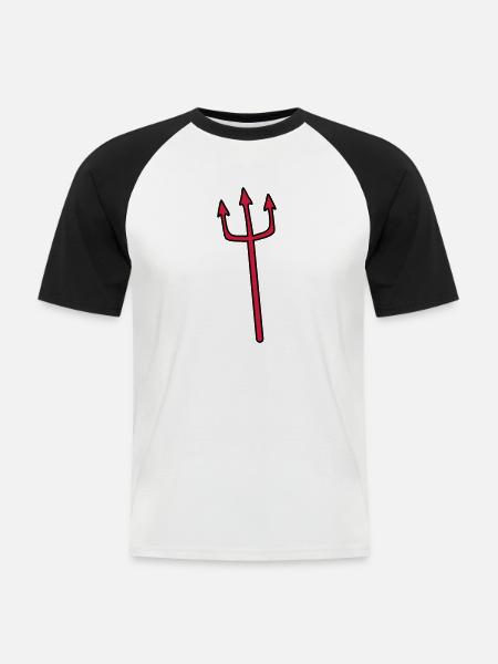 Devil Trident weapon lancing - Men's Baseball T-Shirt - white/black