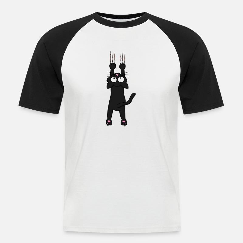 Schwarze Katze (neu) - Männer Baseball-T-Shirt - Weiß/Schwarz