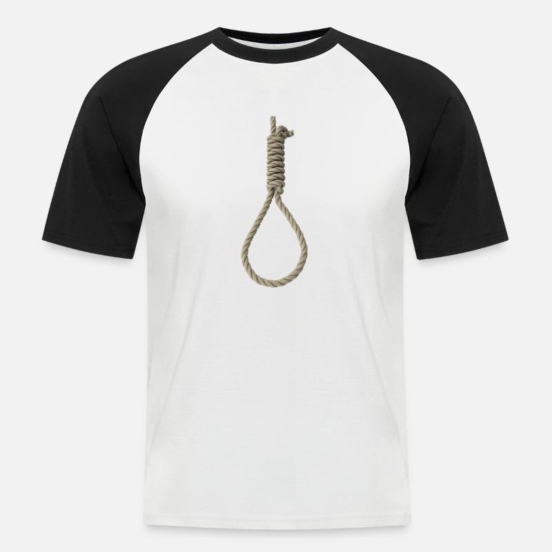 Noose - Schlinge - Galgen - Männer Baseball-T-Shirt - Weiß/Schwarz