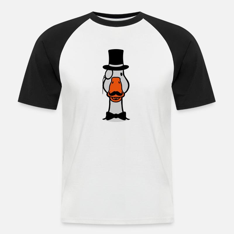 Zylinder Comic Gans Sir - Männer Baseball-T-Shirt - Weiß/Schwarz