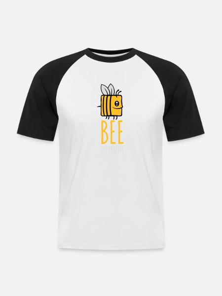 bee different Spruch Quote - Men's Baseball T-Shirt - white/black
