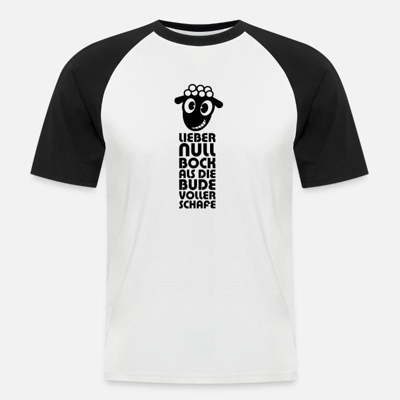 Null BockVersion 2 - Männer Baseball-T-Shirt - Weiß/Schwarz