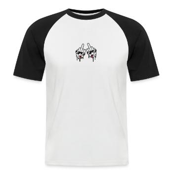 Cool Fuck Off Hands - Männer Baseball-T-Shirt - Weiß/Schwarz - Vorne - Nik (191cm)