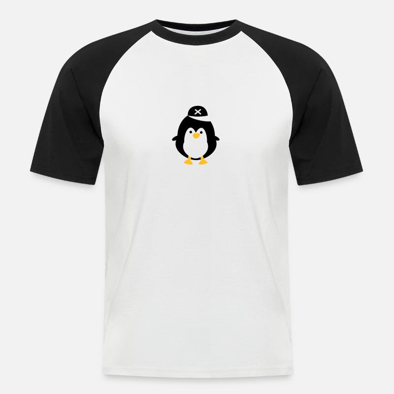 niedlicher Pinguin - Männer Baseball-T-Shirt - Weiß/Schwarz