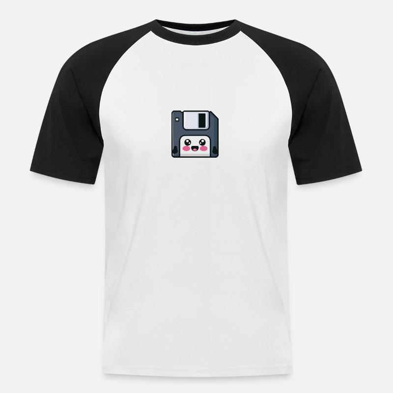 Diskette! Nostalgische Technik! - Männer Baseball-T-Shirt - Weiß/Schwarz