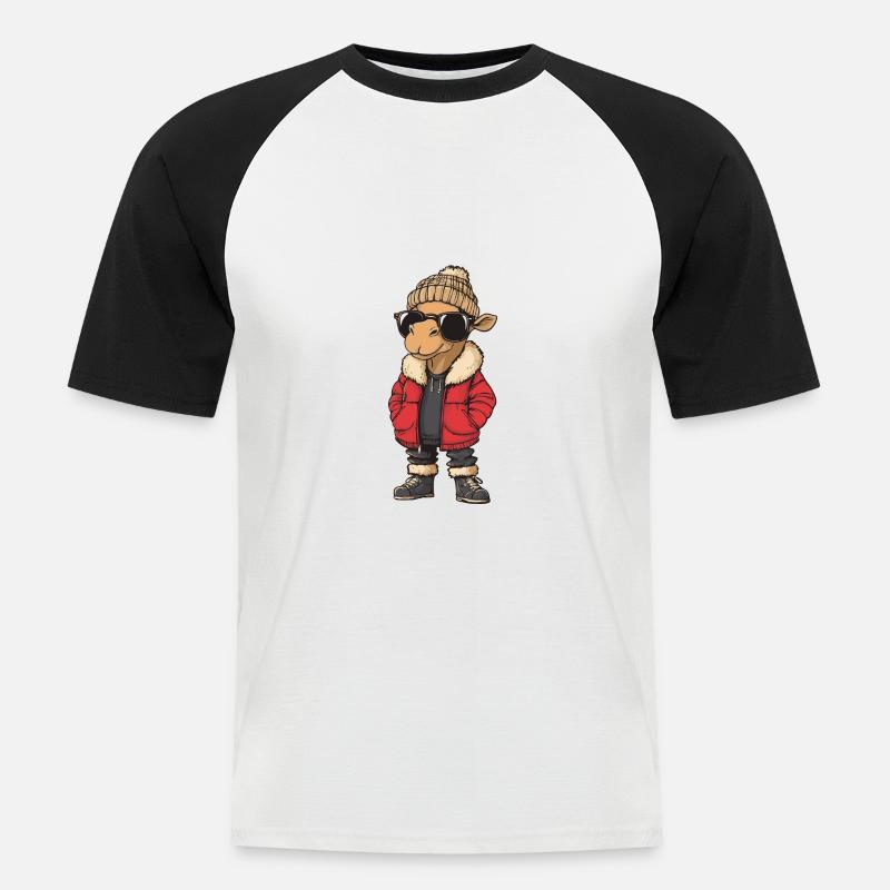 Kamel Winter Comic - Männer Baseball-T-Shirt - Weiß/Schwarz