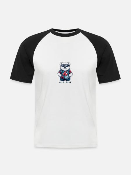 Polar Bear Cool Summer - Men's Baseball T-Shirt - white/black