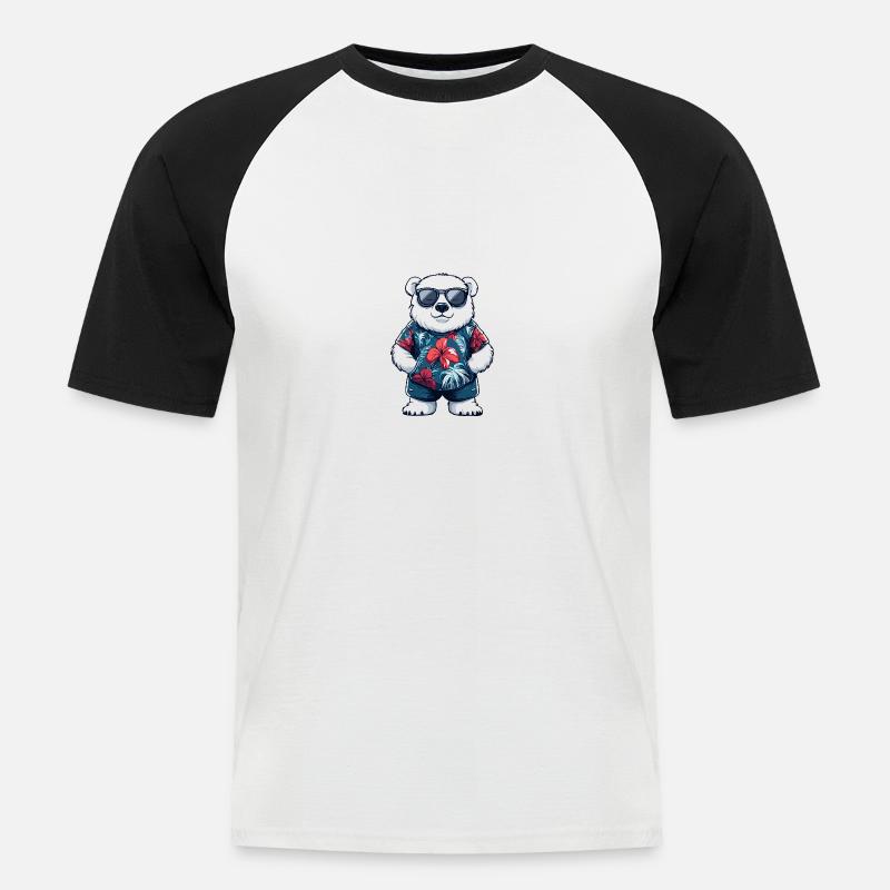 Eisbär Cool Sommer - Männer Baseball-T-Shirt - Weiß/Schwarz