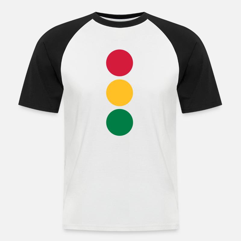 Ampel - Auto - Männer Baseball-T-Shirt - Weiß/Schwarz