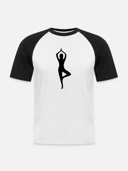 Yoga pose silhouette - Men's Baseball T-Shirt - white/black