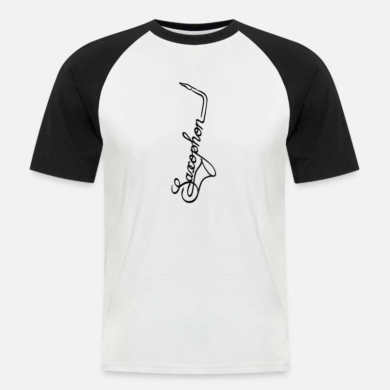 Saxophon - Männer Baseball-T-Shirt - Weiß/Schwarz