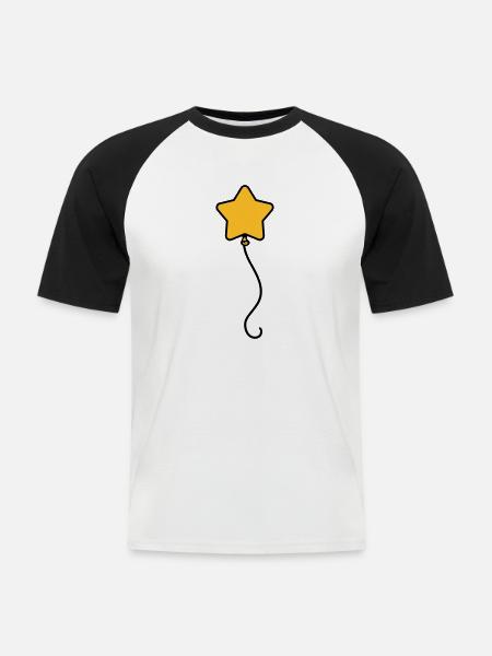 Ballon étoile - T-shirt baseball manches courtes Homme - blanc/noir