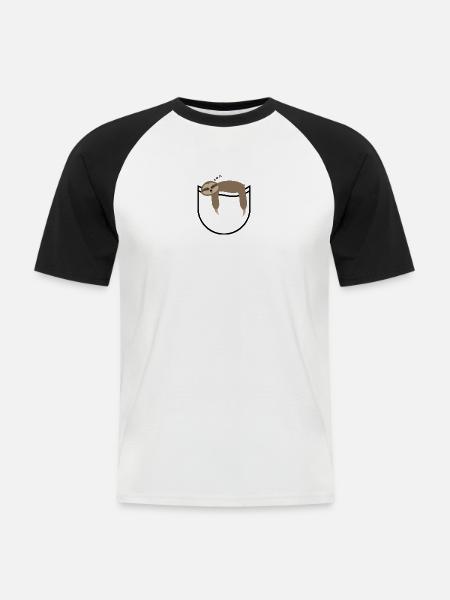 Pocket sloth - Men's Baseball T-Shirt - white/black
