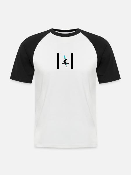 Vintersport - Kortærmet herre-baseballshirt - hvid/sort