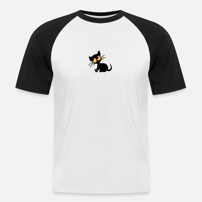 Kätzchen Georgie - Männer Baseball-T-Shirt - Weiß/Schwarz