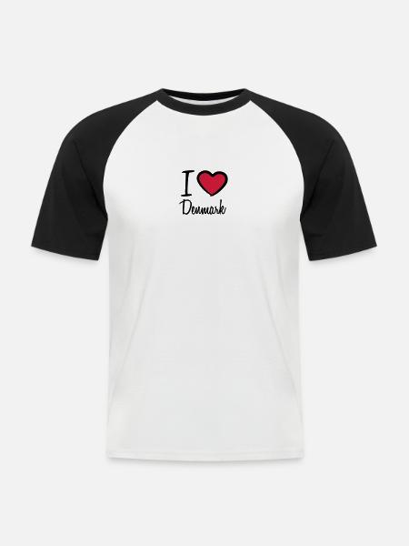 I Love Denmark Danmark Logo - Men's Baseball T-Shirt - white/black