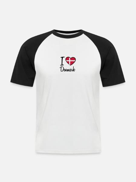 I Love Denmark Danmark Logo - Men's Baseball T-Shirt - white/black