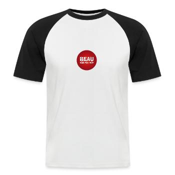 beau mais pas trop - T-shirt baseball manches courtes Homme - blanc/noir - Devant - Nik (191cm)