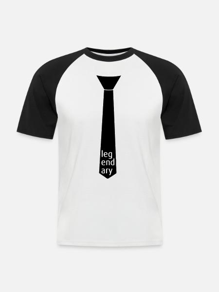 Legendary - Krawatte - Männer Baseball-T-Shirt - Weiß/Schwarz