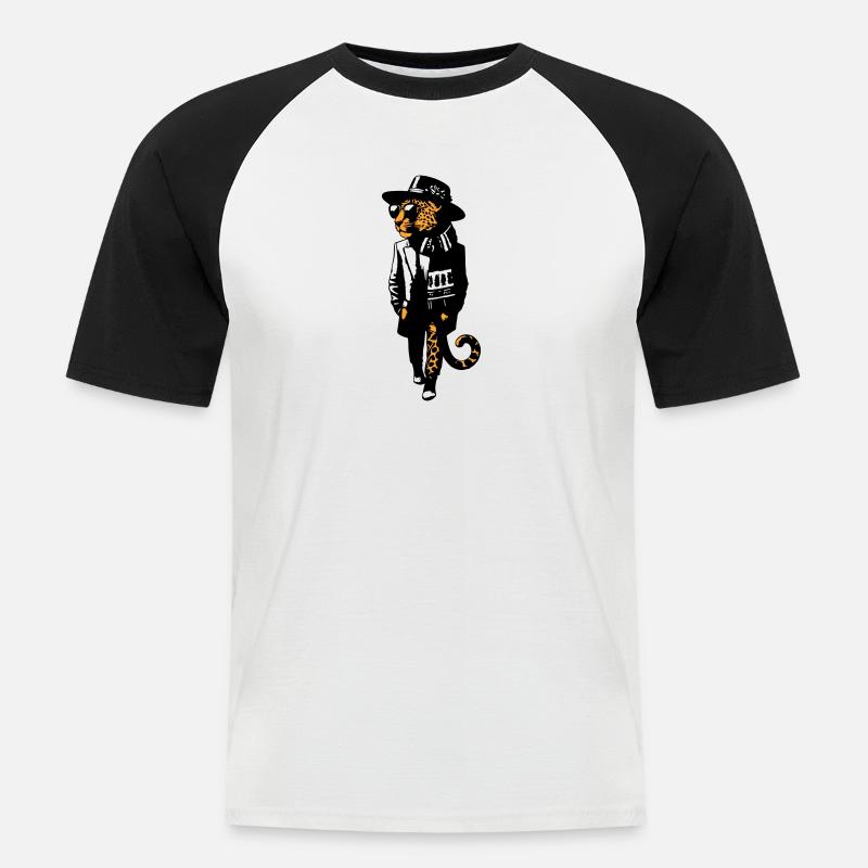 Leopard dandy - Men's Baseball T-Shirt - white/black