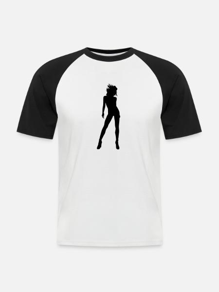 danseuse - T-shirt baseball manches courtes Homme - blanc/noir