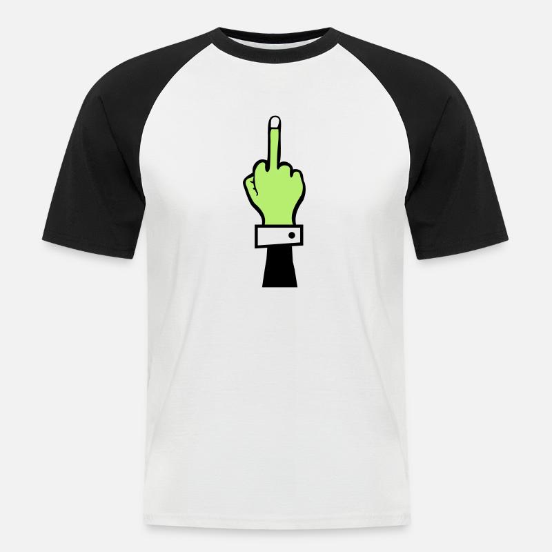 zombie hand mittelfinger - Männer Baseball-T-Shirt - Weiß/Schwarz